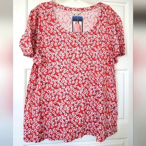Lucky Brand red floral cotton woman's top in size large